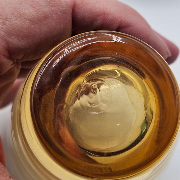 Libbey Amber Glass Tumblers Set Of 6 Vintage Golden Wave MCM Barware - Picture 4 of 7